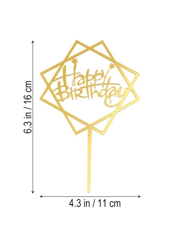LUDALY Happy Birthday Acrylic Cake Topper (Golden) - Image 2